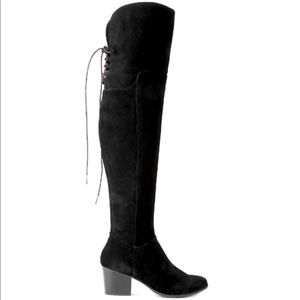 Aldo Jeffres Black Suede Lace Up Thigh High Boots - 7